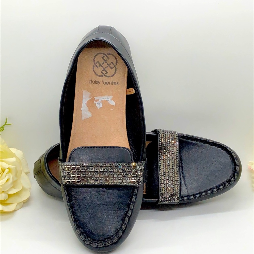 Daisy Fuentes black sparkle loafers